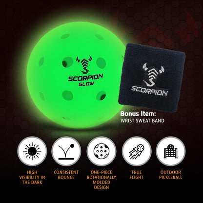 3- Pack Glow Pickleballs: Clear Glow