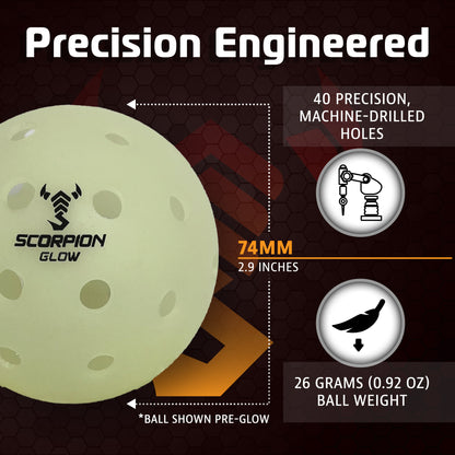 3- Pack Glow Pickleballs: Clear Glow