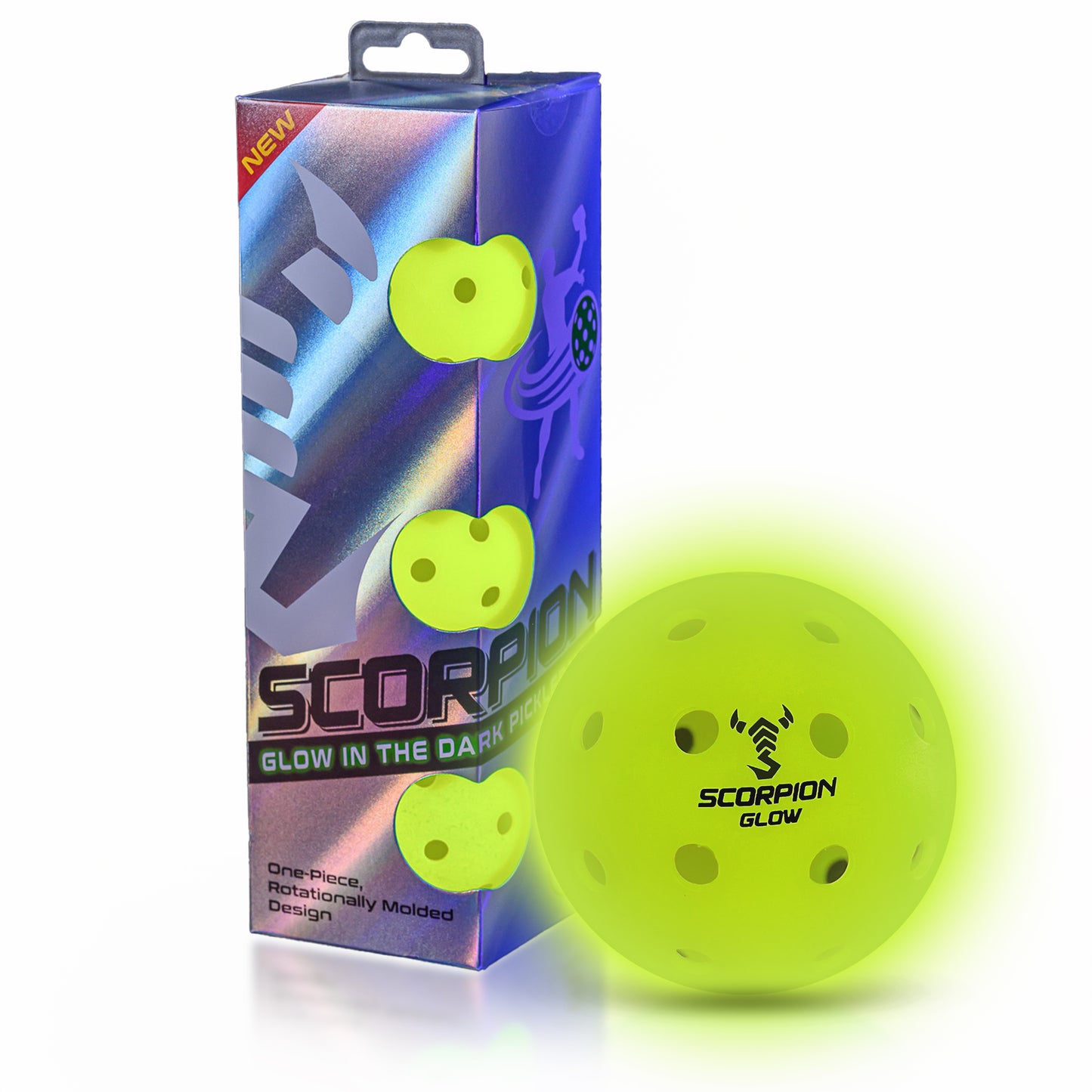 3-Pack Glow Pickleballs: Neon Yellow Glow