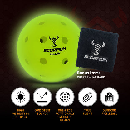 3-Pack Glow Pickleballs: Neon Yellow Glow