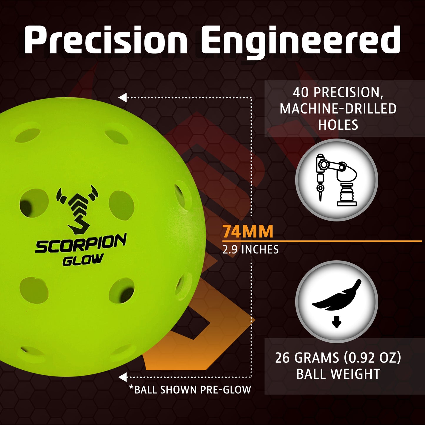 3-Pack Glow Pickleballs: Neon Yellow Glow