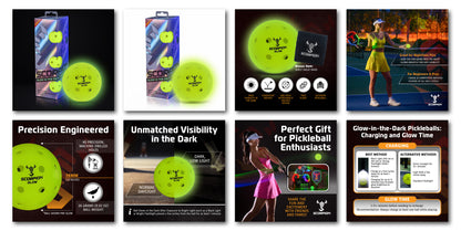 3-Pack Glow Pickleballs: Neon Yellow Glow